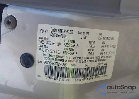 2006 Chrysler Pt Cruiser Touring from USA, damaged, VIN 3A8FY58B26T274245